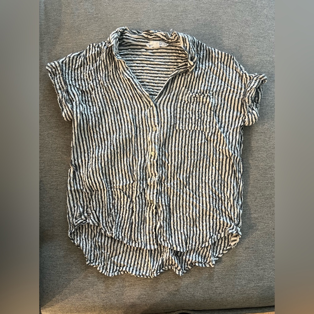 Jane and Delancey Black and White Boxy Button Down Shirt